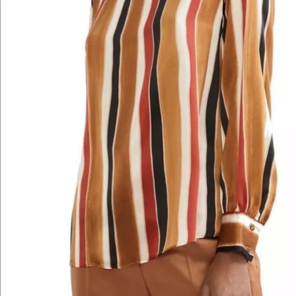 NWT Max Mara Abelia Womens Silk Striped Brown Top - Picture 3 of 12